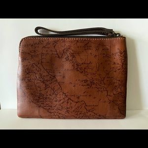 Patricia Nash Map Print Leather Wristlet